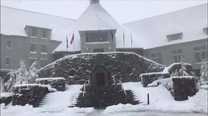 Snow falling at Timberline Lodge. Forecast: on.kgw.com/forecast | KGW-TV