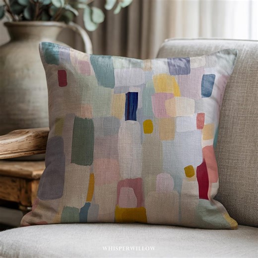 Abstract Throw PILLOW and CASE - Modern Color Block, Pastel Home Decor, Neutral Accent, Cushion Art Gift - Etsy