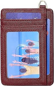 Badiya Credit Card Holder Slim Minimalist Wallet, Front Pocket Purse RFID Blocking Wallet Compact Card Case with ID Window for Women & Men