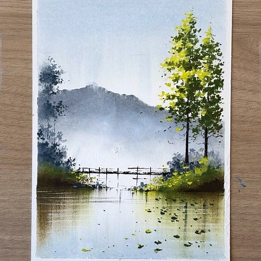 Material used : Hot pressed watercolour paper Mungyo gallery oil pastels | Morning Drizzle
