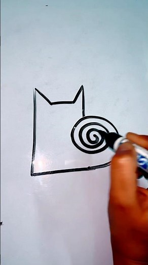How to draw spiral tail cat #howtodraw #howtodraw #shorts @PalakEducationArts