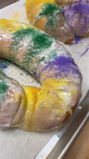 👀 Sneak peek alert! @Our Mardi Gras King Cakes are officially in the works, and we couldn’t wait to give you a little look. Fluffy, festive, and filled with all the classic Mardi Gras magic ✨Who’s ready to find the baby? 🎭👑Stay tuned—these won’t last long! Available at all 4 locations starting Wednesday February 4th!!! | Loafers Bread Company