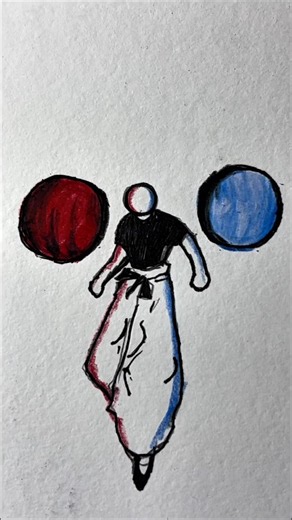 How to draw semi stickman with (red and blue) #drawing #stickman #art #howtodraw