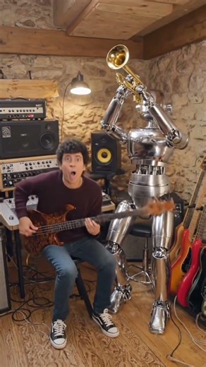 This is amazing with my robot playing trumpet #bass #grooveoftheday #trumpet #jamming #groovybot