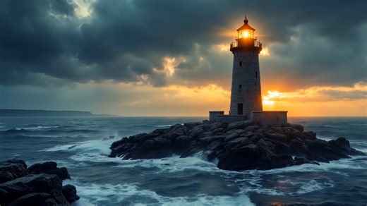Lighthouse, Storm, Sea. Free Stock Video