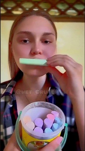 Sidewalk chalk eating asmr #chalkeating #chalkasmr