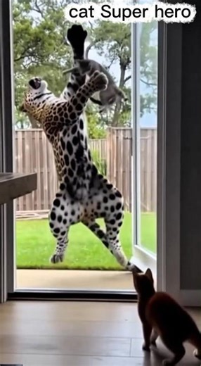 Brave Cat vs Leopard 🐆😼 | Shocking Backyard Fight | Realistic CCTV Footage #bigcatswildlife