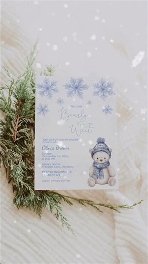 Free Winter Baby Shower Invitation 🎀❄️ | We Can Bearly Wait | Editable Printable Template