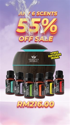 ✨ Mix, Match & Save BIG on Your Favourite Scents! ✨ 🌿💧 Aromatica Republic Essential Oils up to 55% OFF! 💛 Pick Any 3 Scents → 50% OFF ❤️ Pick Any 6 Scents → 55% OFF FREE Diffuser (worth RM68!) Create your dream aromatherapy set today & let the scents soothe your soul. 🪔🌸 Don’t wait – grab yours now! 📍 Available now at PMG Pharmacy!!: https://pmg2u.com/pharmacy/store-locator/ #PMGPharmacy #pharmacy #promo #AromaticaRepublic #essentialoils #promotion #diffuser | PMG Pharmacy
