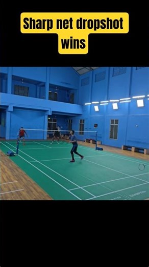 Sharp block at the net in Doubles gameplay #badminton #shorts #clips