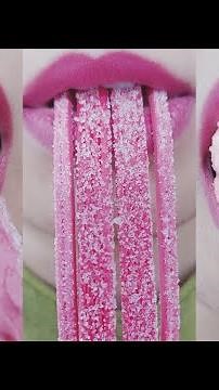 asmr Pink Food eating sounds / asmr Pink Food emoji challenge