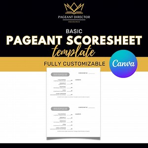 Basic Pageant Scoresheet - Pageant Director Resource - Customize in Canva - Etsy