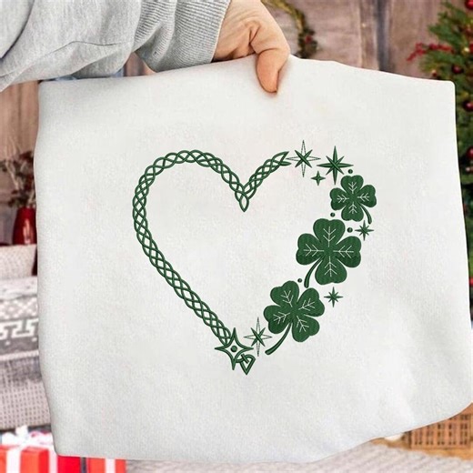 Shamrock Heart Embroidery File, Celtic Heart Clover Design, St Patrick Embroidery Pattern, Lucky Shamrock Embroidery, Machine Embroidery - Etsy