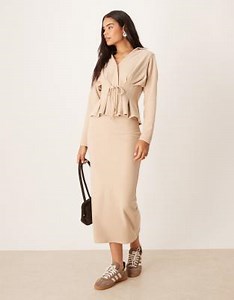 ASOS DESIGN Supersoft tube skirt in light taupe - part of a set | ASOS
