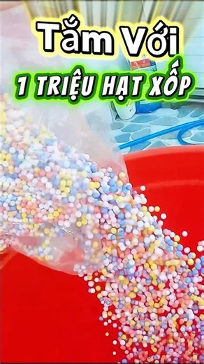 BATHING CHALLENGE WITH 1 MILLION 7-COLORED FOAM BEADS #veve #funny