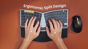ProtoArc Bluetooth Ergonomic Keyboard Mouse, EKM04 Mini Compact Wireless Ergo Keyboard Mouse Combo, Split Design, Wrist Rest, Multi-Device, Rechargeable, Compatible with Windows/Mac/Android