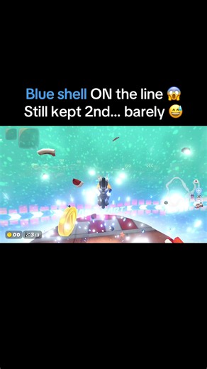 Blue Shell Saves Second Place in Mario Kart Finish