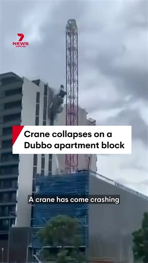 A crane collapsed onto an apartment block in Dubbo during severe wild winds that battered the state's west. The apartment block was evacuated as a precaution, and no injuries were reported. #Dubbo #crane
