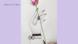 How to draw A hand is holding A rose 🌹|| Pencil sketch || Valentine's Day special drawing #art #drawing #drawingtutorial #pencilsketch | Tahmina Art Gallery