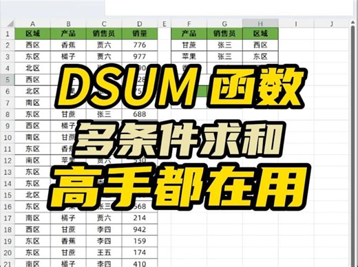 多条件求和就用DSUM函数