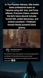 In The Phantom Menace (1999), Anakin wins the podrace.