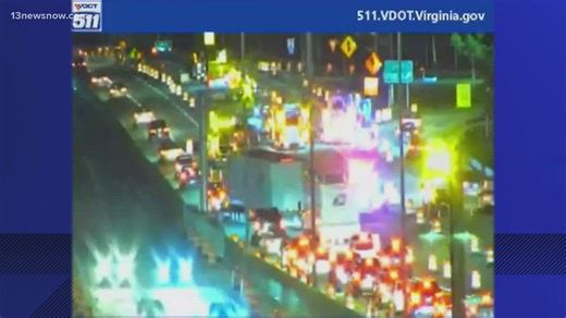 Hit-and-run crash, fire causes traffic delays on Interstate 64 westbound in Newport News