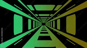 Hi-tech animation, background, VJ loop of Tunnel. Train tunnel motion graphic.