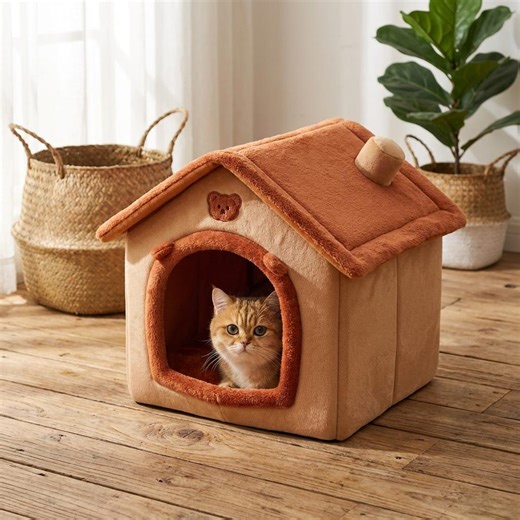 Kawaii Dog House Bed Cozy Cat Cave Plush Kennel Removable Washable Small Pet House - Etsy