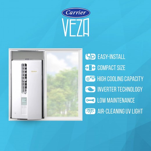 Try Carrier’s First Vertical Window Type Aircon, Veza. It’s slim and feature-packed AC that can be installed on your window! #CarrierPH #CarrierVEZA | Carrier Philippines
