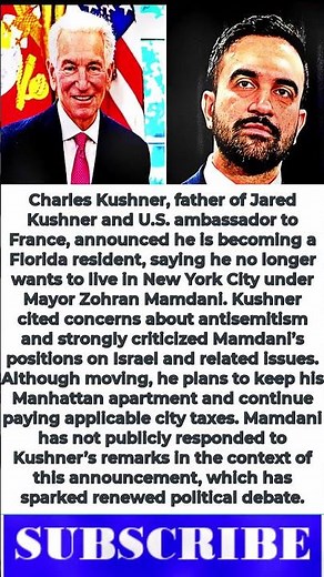 Charles Kushner Quits NYC, Blasts Zohran Mamdani in Fiery Exit