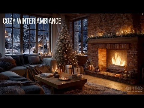 Cozy Winter Ambiance | Fireplace & Snowfall for Calm Nights