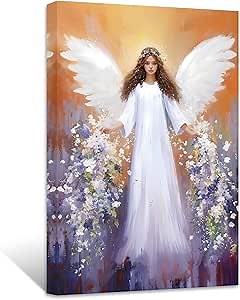 ZXHYWYM Angel Canvas Wall Art Elegant Girl Portrait Picture Prints Angel Wings Painting Abstract Artwork for Living Room Bedroom Decor(Picture-1, (12.00" x 18.00"))