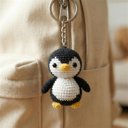 Crochet Penguin Keychain, Cute Amigurumi Penguin, Winter Animal Bag Charm, Black and White, Backpack Accessories, Penguin Lover Gift - Etsy