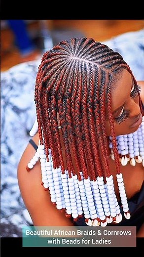 beautiful African braids cornrows with beads for ladies #shorts #hairstyles #braids #cornrows
