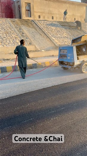 Air Compressor Cleaning Asphalt Before Wearing Course | Road Construction Process