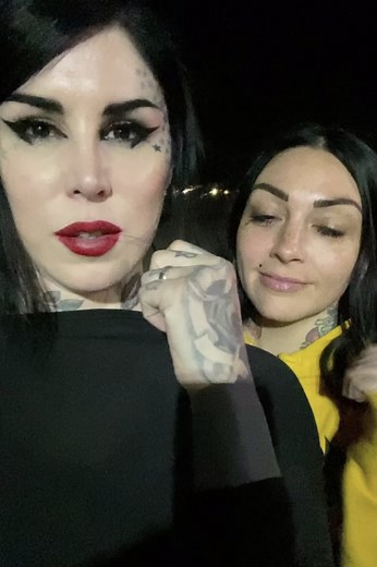 381K views · 7.1K reactions | Just got back from filming an epic music video for our upcoming release of our Spanish version of the Cure’s “Love Song”! Huge THANK YOU to @raulgonzo and his amazing crew for directing the video! And my incredibly talented [and sexy] bandmates: @sammidoll @mrpharmacist72 @brynnroute! And of course, @iamleah for always making us look good! | Kat Von D | Facebook