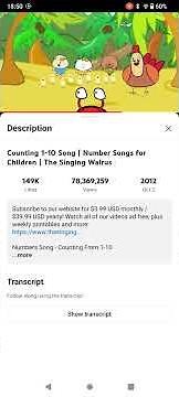 Counting From 1to 10song|Number songs for children The Singing Walrus