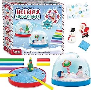 Creativity for Kids Make Your Own Holiday Snow Globes - Christmas Gifts and Crafts for Girls, Create 2 Snow Globes, Holiday Crafts for Children, Christmas Activities (Ages 6+)