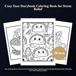 Taco Coloring Book, 100 Storybook Pages, Kids & Adults (digital Download for Printing or Ipad) - Etsy Canada