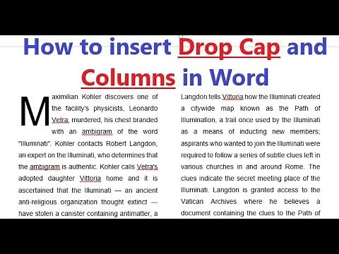 How to insert Drop Cap, Columns and Page Layout in MS Word