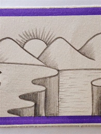 Easy River and Mountain Landscape Drawing Tutorial