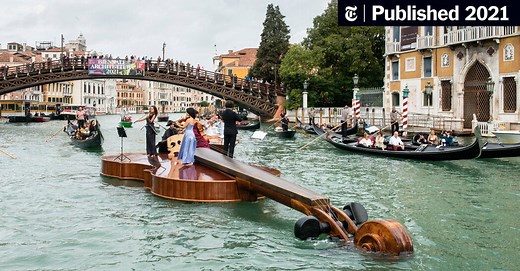 A Giant Violin Floats Down Venice’s Grand Canal