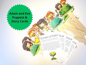Adam and Eve Bible Story Card and Puppet Garden of Eden Kid Craft the Fall Bible Story Activity Preschool Adam and Eve Lesson Bible Activity - Etsy