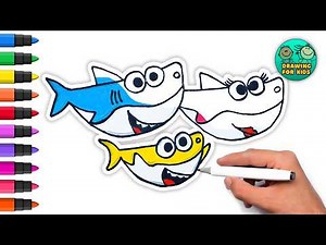 How to Draw and Color Shark Family for Kids and Toddlers | Drawing for Kids