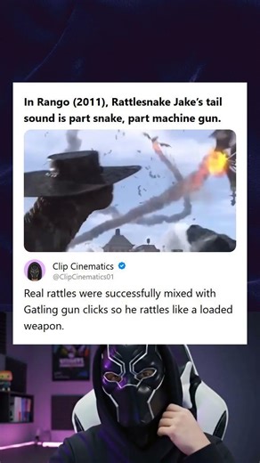 Rango 2011 Rattlesnake Jakes Tail Sound is Real Rattles Mixed with Gatling Gun Clicks