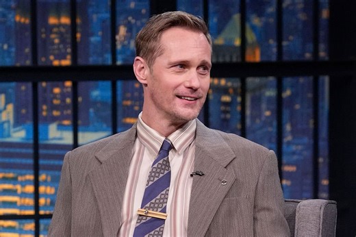PILLION Star Alexander Skarsgård in Versace on LATE NIGHT WITH SETH MEYERS - Tom   Lorenzo