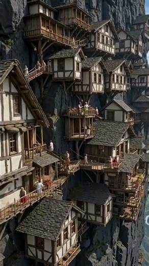 The Hidden Cliffside Village | Unreal Mountain Life💫