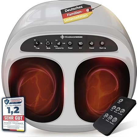Premium Fußmassagegerät Elektrisch | EMS Fußmassagegerät mit Shiatsu, Vibration und Heizfunktion Verbesserte Durchblutung, Schmerzlinderung bei Fersensporn und Neuropathie | bis Größe 45