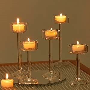 Tealight Candle Holder, Glass Candle Holder, Clear Wedding Hurricane Tall Elegant Ideal for Dining Party Home Decor Party Table Settings Gifts, 6 Pcs