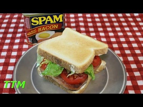 How to Make a Fried Bacon Spam Sandwich~Spam with Bacon Review